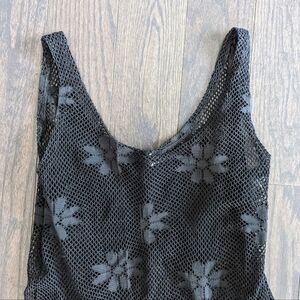 Black Mesh Floral Dress